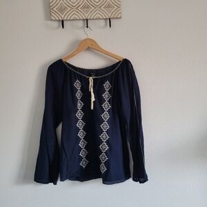 Lucky Brand embroidered peasant top